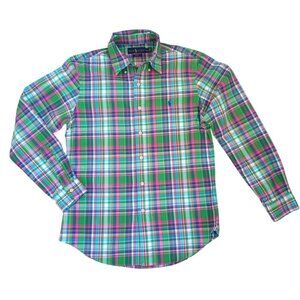 Ralph Lauren Men’s Plaid Button-Down Shirt – Slim Fit Cotton, Size M